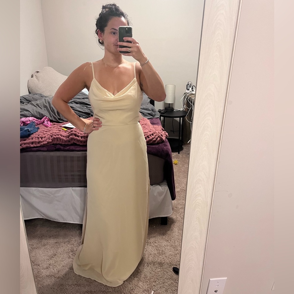 Reverly bridesmaid dress—Nadia chiffon—champagne—size8